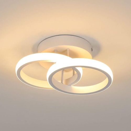 6926826307557 - COMELY LED-Deckenleuchte mit 2 Ringen Moderner Stil Beleuchtung für Flur Eingangsbereich Balkon Küche Wohnzimmer 22W - Weiß - Warmweißes Licht