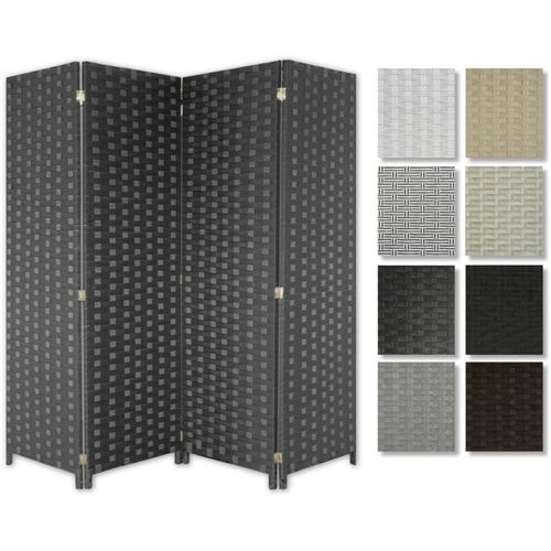 4255703116763 - Paravent Raumteiler Trennwand Sichtschutz aus Holz PP 4-teilig 180x180cm Polka Dots 1 Stück - Schwarz - Hexim