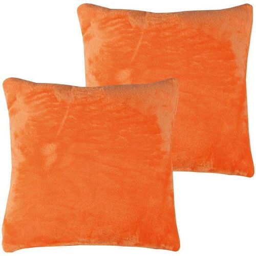 4059222266882 - Bestlivings - Kissenhülle Kuschel Celina 2er Pack in der Größe 60 x 60cm - Orange - Kissenbezug mit Reißverschluss - Orange