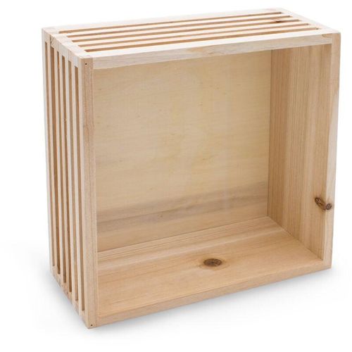 4262371539442 - Spetebo - Holz Würfel Wandregal - 28 x 28 cm - Deko Regal zum Hängen - Natur Hängeregal Holzregal Schwegeregal Regal Kiste