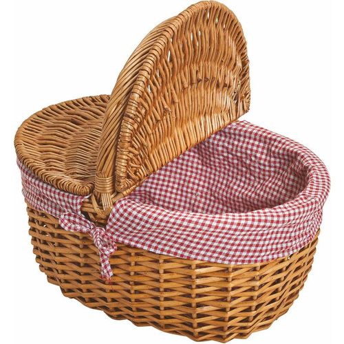 4260700651575 - Spetebo - Weide Picknickkorb mit klappbarem Deckel - 40 x 30 cm - Picknick Trage Henkel Korb klassisch