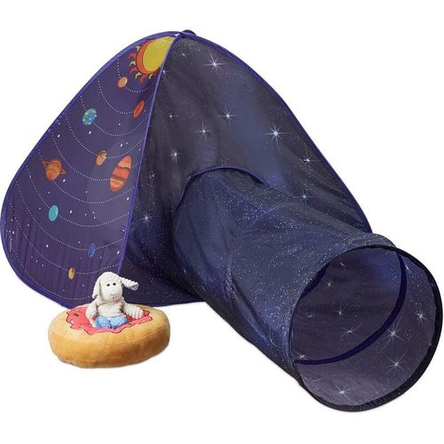 4052025423254 - Pop Up Spielzelt Weltraum mit Spieltunnel Kinderzelt drinnen & draußen Krabbelzelt hbt 90x170x100 cm bunt - Relaxdays