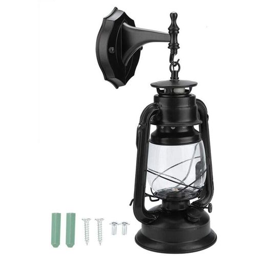 7325419237469 - Naroote LED-Hängelampe Licht energiesparende Kerosin Retro Laterne LED-Lampe antike Wohnzimmer für Korridore Korridore Lager(Black) - Ejlife