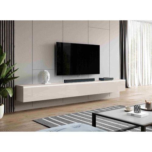 5906601404344 - TV-Kommode bargo 300 cm (3x100cm) TV-Schrank mit LED-Beleuchtung Beige - Furnix