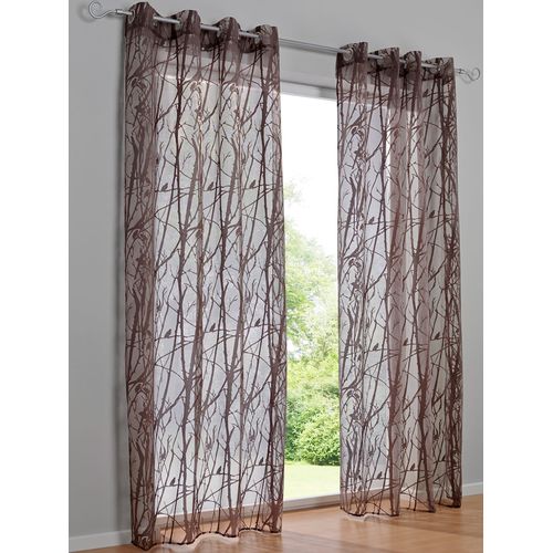 6952540634617 - Gardine HEINE HOME Gr 1 braun Gardinen 145cm Universalzugband Ösen 140cm Polyester Viskose B140cm H145cm