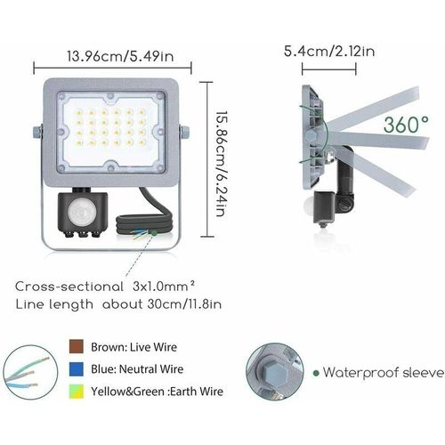 8433325213824 - Aigostar - led leuchtturm mit natürlichem kältesensor slim outdoor 10W 20W 30W-20W kalt