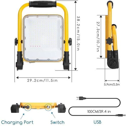 8433325213251 - Aigostar - wiederaufladbarer led-scheinwerfer 100 w austauschbare batterien kaltes licht tragbar