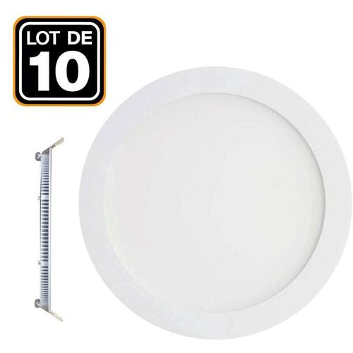 7141143764619 - Europalamp - 10 Spot Encastrable led 18W Rond Extra-Plat Blanc Chaud 3000K