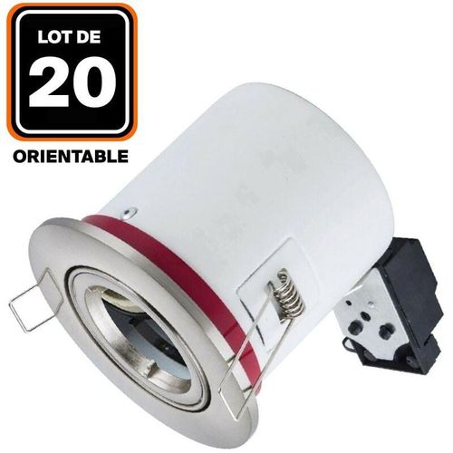 9507637816338 - Europalamp - 20 Supports Spot bbc Orientable inox IP20 avec Douille GU10