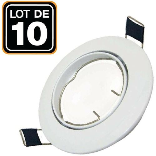 7061116875947 - Europalamp - 10 Schwenkbare Einbaurahmen LED-Spot rund weiß - Durchmesser 90mm - Bohrloch 65mm