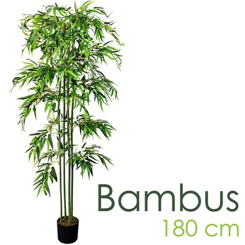 4260360527906 - Bambus Bambus-Strauch Kunstbaum Kunstpflanze Bambusbaum Baum Künstliche Pflanze Bamboo Künstlich Echtholzstamm Deko Innendekoration 180 cm Decovego