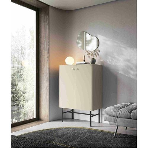 5905351293628 - Vitrine Taylie Vitrine mit drei Regalen & Stellfüße Creme - Furnix