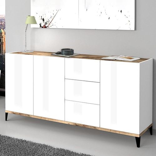 8054117993573 - Ahd Amazing Home Design - Sideboard 160x40cm 3 Türen 3 Schubladen Küche Eingang Rebecca Wood