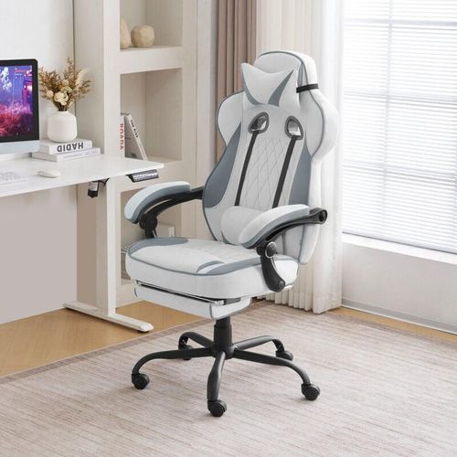 4063425192510 - Woltu - Gaming Stuhl Ergonomisch Bürostuhl mit Taschenfederkissen breiter Sitz Fußstütze Computerstuhl Gamingstuhl 150 kg Belastbarkeit 360° Grad