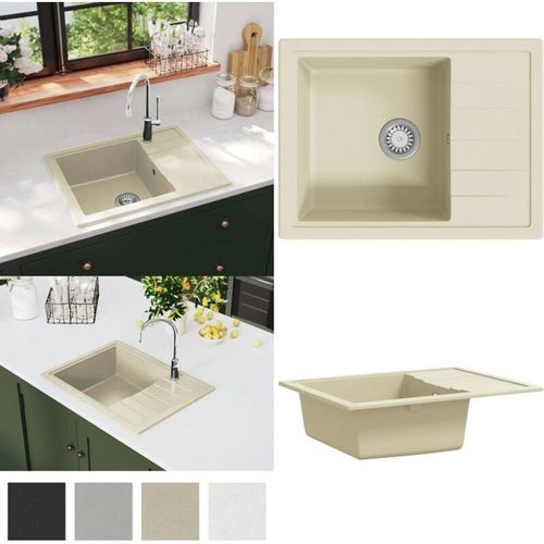 8721115438459 - Küchenspüle mit Überlauf Oval Beige Granit - Spülbecken - Küchenspüle - Home & Living - Beige