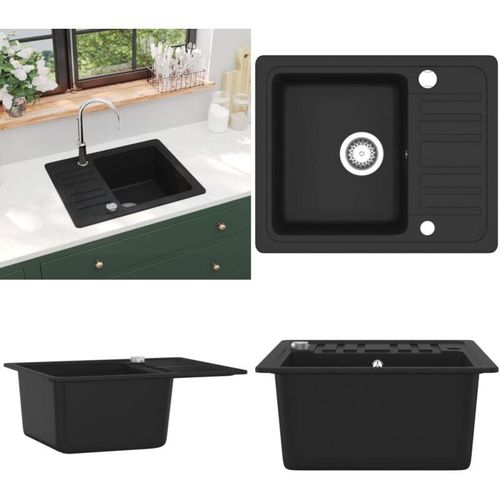 8721115437483 - Vidaxl - Granitspüle Einzelbecken Schwarz - Spülbecken - Küchenspüle - Home & Living - Schwarz