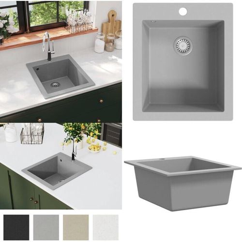 8721115438282 - Granitspüle Einzelbecken Grau - - Home & Living - Grau