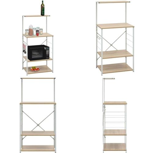 8721115480021 - Vidaxl - Mikrowellenregal Weiß Eiche-Optik 60x396x123 cm Holzwerkstoff - Küchenschrank - Küchenschränke - Home & Living - Weiß