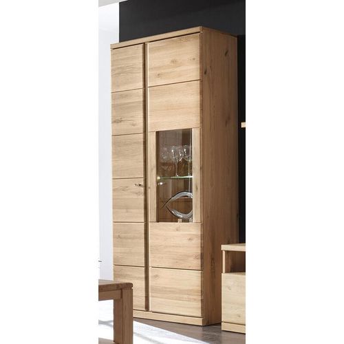 4066075100300 - Wohnzimmer Vitrine in Wildeiche biancoton geölt inkl Glaseinsatz TISNO-5 b h t ca 90 203 41 cm - braun