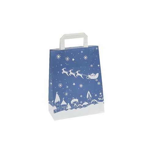 8057714366238 - Papiertragetasche Weihnachten blau weiß gemustert VE 25 Stk LxBxH 280 x 105 x 220 mm ab 20 VE