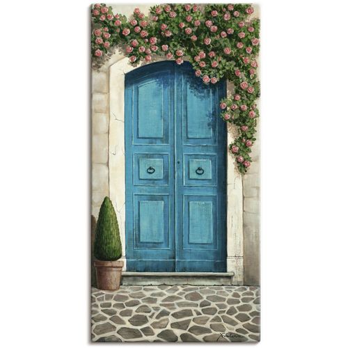 4055327157490 - Wandbild ARTLAND Blaue Tür mit Kletterrosen Bilder Gr B H 30 cm x 60 cm Leinwandbild Fenster & Türen 1 St blau Bild Poster Bilder als Alubild Leinwandbild Wandaufkleber oder in versch Größen