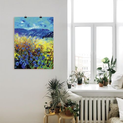 4058661162038 - Wandbild ARTLAND Blaue wilde Blumen Bilder Gr B H 60 cm x 80 cm Poster Blumenwiese Hochformat 1 St blau Bild Poster Bilder als Alubild Leinwandbild Wandaufkleber oder in versch Größen