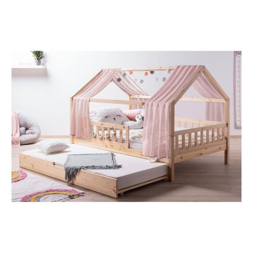 4251105966845 - TiCAA TiCAA Kinderbett Hausbett mit Tüll Kim 90x200 cm 100x200 cm 120x200 cm 140x200 für Jungen & Mädchen inkl Rolllattenrost Zusatzbett und Rausfallschutz variabel Montessori Bett Natur aus Kiefer Massivholz 4251105966845 - TiCAA TiCAA Kinderbett Hausbett mit Tüll Kim 90x200 cm 100x200 cm 120x200 cm 140x200 für Jungen & Mädchen inkl Rolllattenrost Zusatzbett und Rausfallschutz variabel Montessori Bett Natur aus Kiefer Massivholz