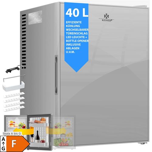 4255598327213 - KESSER® Minikühlschrank mit Schloss Minibar 40 Liter Nutzinhalt Leise 22db Abschließbar Schlafzimmer Wechselbarer Türanschlag ca 4°-16°C Höhe 57cm Innenbeleuchtung Tisch-Kühlschrank