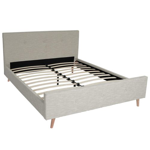 4057651515946 - Polsterbett MCW-J98 Bett Doppelbett Bettgestell mit Lattenrost Massivholz ~ 160x200cm creme-beige