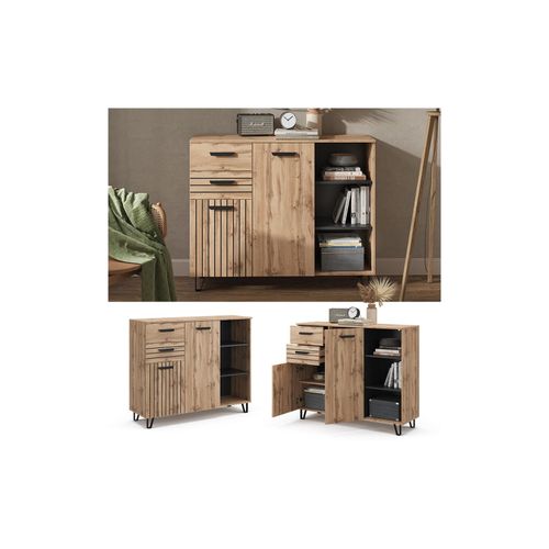 4066731415472 - Sideboard Amber Braun 1201 x 100 cm mit 2 Schubladen und 2 Türen Vicco