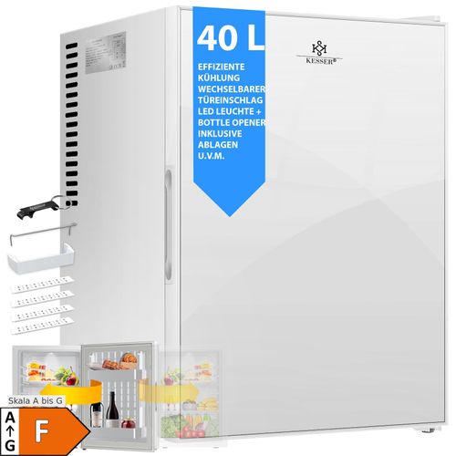 4255598327206 - KESSER® Minikühlschrank mit Schloss Minibar 40 Liter Nutzinhalt Leise 22db Abschließbar Schlafzimmer Wechselbarer Türanschlag ca 4°-16°C Höhe 57cm Innenbeleuchtung Tisch-Kühlschrank