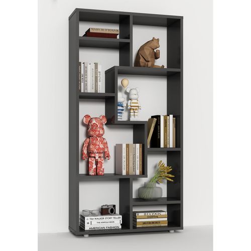 4051814419867 - Standregal Holz Standregal Bücherregal Medienregal Aufbewahrung Raumteiler Deko Regal Lanisa M Gr 58 grau (anthrazit) B58cm H116cm T20cm Holzwerkstoff Holz Spanplatte Regale