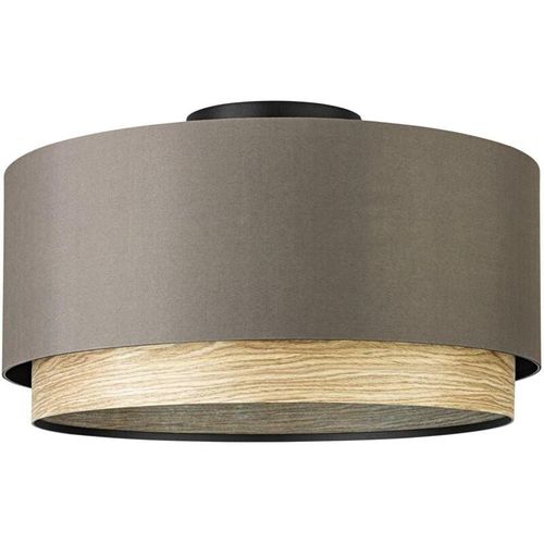 9008606240050 - Deckenlampe Marchena runde Deckenleuchte aus schwarzem Stahl Holz und Stoff in Cappucchino bündige Textil Wohnzimmerlampe Lampe Decke Wohnzimmer