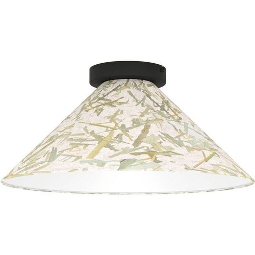 9002759439415 - Eglo - Deckenlampe Oxpark Deckenleuchte im Japandi Design nachhaltige Wohnzimmerlampe aus Textil mit Bambusblättern Flurlampe mit E27 Fassung