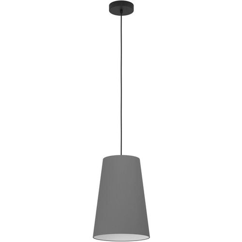 9008606238149 - Pendelleuchte Esstisch Petrosa Textil Hängelampe für Wohnzimmer und Esszimmer Esszimmerlampe aus Metall in schwarz und Stoff in grau und weiß E27