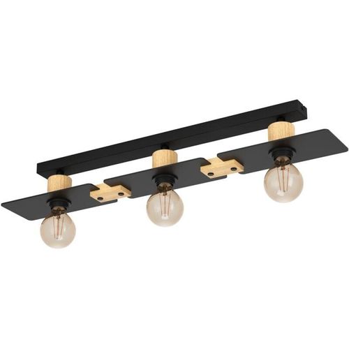 9002759437510 - Deckenleuchte Bramerton 3-flammige Deckenlampe Wohnzimmerlampe aus natürlichem Holz und Metall in schwarz FSCM70HB Deckenbeleuchtung Wohnzimmer