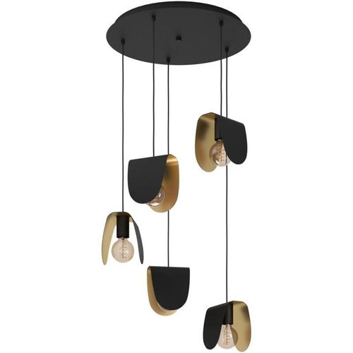 9008606242719 - Eglo - Hängelampe Serenara Pendelleuchte Esstisch 5-flammig Esszimmerlampe aus Metall in Schwarz und Gold Hängeleuchte mit E27 Fassung ø 50 cm