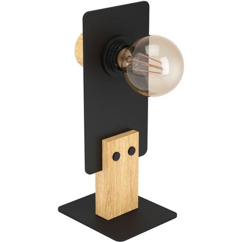 9002759437541 - Tischlampe Bramerton ausgefallene Nachttischlampe Tischleuchte aus Holz und Metall Schwarz FSCM70HB Deko Lampe für Wohnzimmer und Schlafzimmer