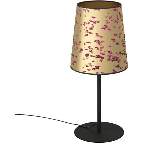 9008606274550 - Eglo - Tischlampe Castuera edle Nachttischlampe mit Rosenblüten Tischleuchte aus Metall in Schwarz und Papier in Gold Tisch-Lampe für Wohnzimmer