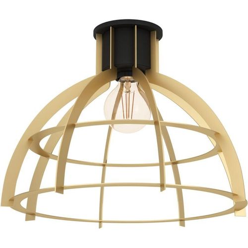 9002759437664 - Deckenlampe Stillington runde Deckenleuchte aus Stahl in schwarz und gold Wohnzimmerlampe im Vintage und Retro Design Lampe Decke Wohnzimmer