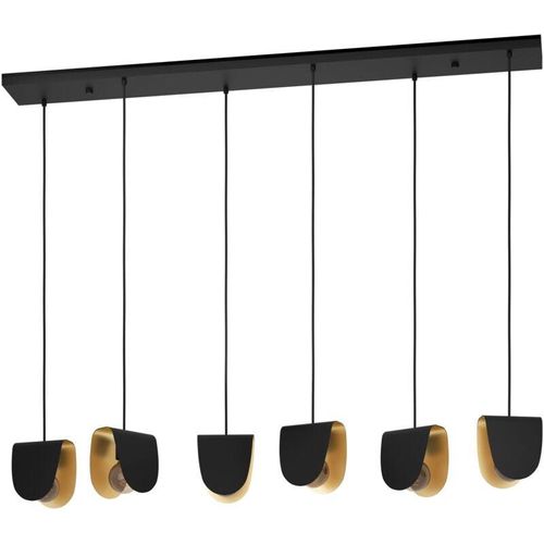 9008606242726 - Eglo - Hängelampe Serenara Pendelleuchte Esstisch 6-flammig Esszimmerlampe aus Metall in Schwarz und Gold Hängeleuchte mit E27 Fassung l 138 cm