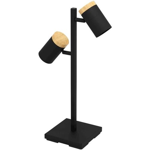 9008606221301 - Unbekannt - eglo led Tischlampe Cartagena Nachttischlampe mit 2 Spots FSCM70HB Tischleuchte aus schwarzem Metall und Holz Design-Lampe Wohnzimmer