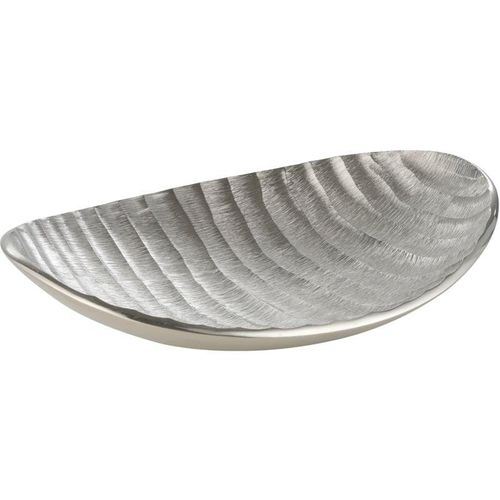 9008606245642 - EGLO LIVING Dekoschale Forleyet elegante Schale zum Dekorieren Dekoteller handmade im Wellendesign Metallteller aus Aluminium in Silber 32 x 23 cm