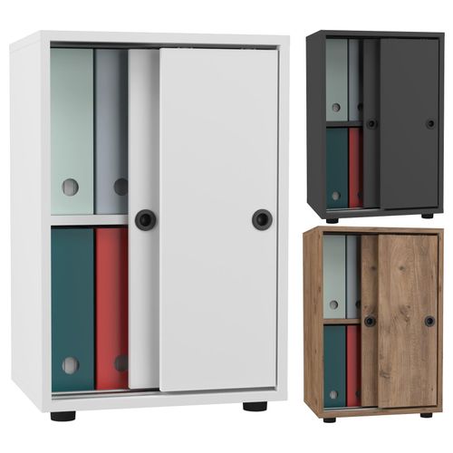 4051814434747 - Büroschrank mit 2 Fächern moderner Aktenschrank mit Schiebetüren Maße ca H 74 x B 49 x T 38 cm – Ulas 2-Fach 4051814434747 - Büroschrank mit 2 Fächern moderner Aktenschrank mit Schiebetüren Maße ca H 74 x B 49 x T 38 cm – Ulas 2-Fach