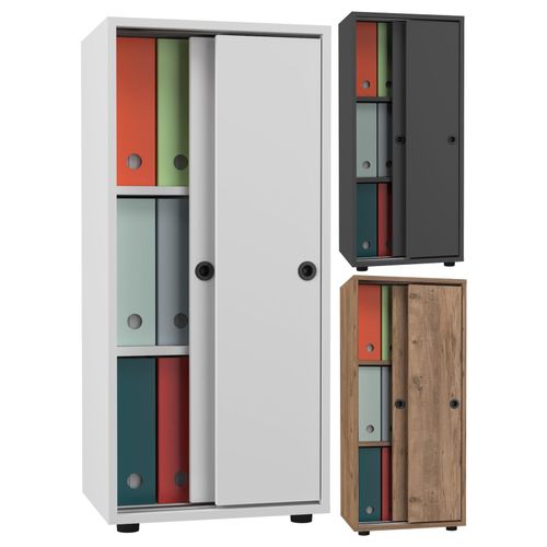 4051814434785 - Büroschrank mit 3 Fächern moderner Aktenschrank mit Schiebetüren Maße ca H 109 x B 49 x T 38 cm – Ulas 3-Fach 4051814434785 - Büroschrank mit 3 Fächern moderner Aktenschrank mit Schiebetüren Maße ca H 109 x B 49 x T 38 cm – Ulas 3-Fach