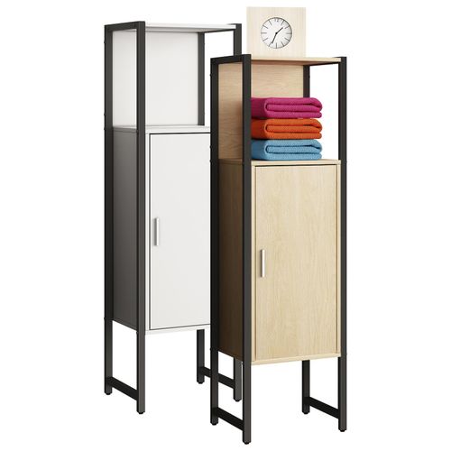4051814436673 - Holz Metall Badmöbel Midischrank Maße H 114 x B 33 x T 30 cm Badregal 1 Drehtür 1 offenes Fach - Edino 4051814436673 - Holz Metall Badmöbel Midischrank Maße H 114 x B 33 x T 30 cm Badregal 1 Drehtür 1 offenes Fach - Edino