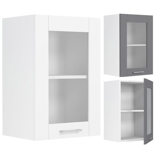 4051814430145 - Küchenschrank Breite 40 cm Glastür Hängeschrank Küche Wandschrank Küchenmöbel Landhaus Colura (Farbe Weiß Anthrazit) 4051814430145 - Küchenschrank Breite 40 cm Glastür Hängeschrank Küche Wandschrank Küchenmöbel Landhaus Colura (Farbe Weiß Anthrazit)