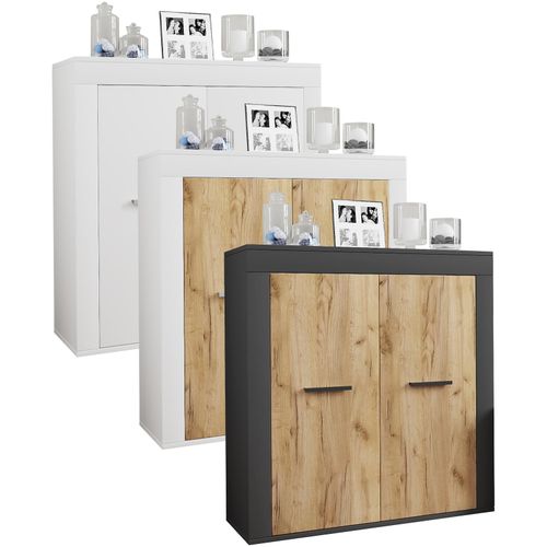 4051814435072 - Holz Kommode Sideboard Highboard Anrichte Schrank Usilo 2 Drehtüren (Farbe Anthrazit Honig-Eiche) 4051814435072 - Holz Kommode Sideboard Highboard Anrichte Schrank Usilo 2 Drehtüren (Farbe Anthrazit Honig-Eiche)