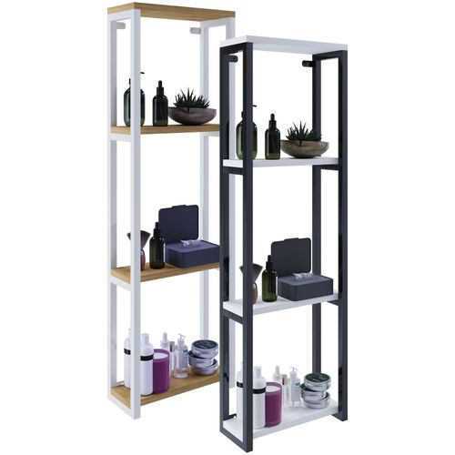 4051814431135 - Holz Badezimmerschrank Badmöbel Metall Industrial Style Wandregal Badregal Maße ca H 112 x B 35 x T 15 cm - Bitila M