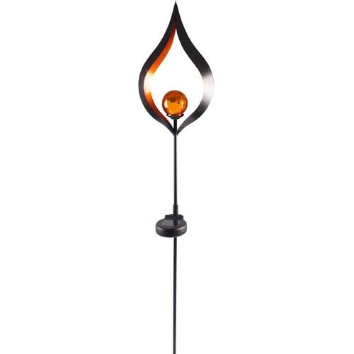 4250407320881 - Buri - Solar Metall-Gartenstecker 95cm led Glaskugel Gartendeko Mond Tropfen Flamme top - Flamme